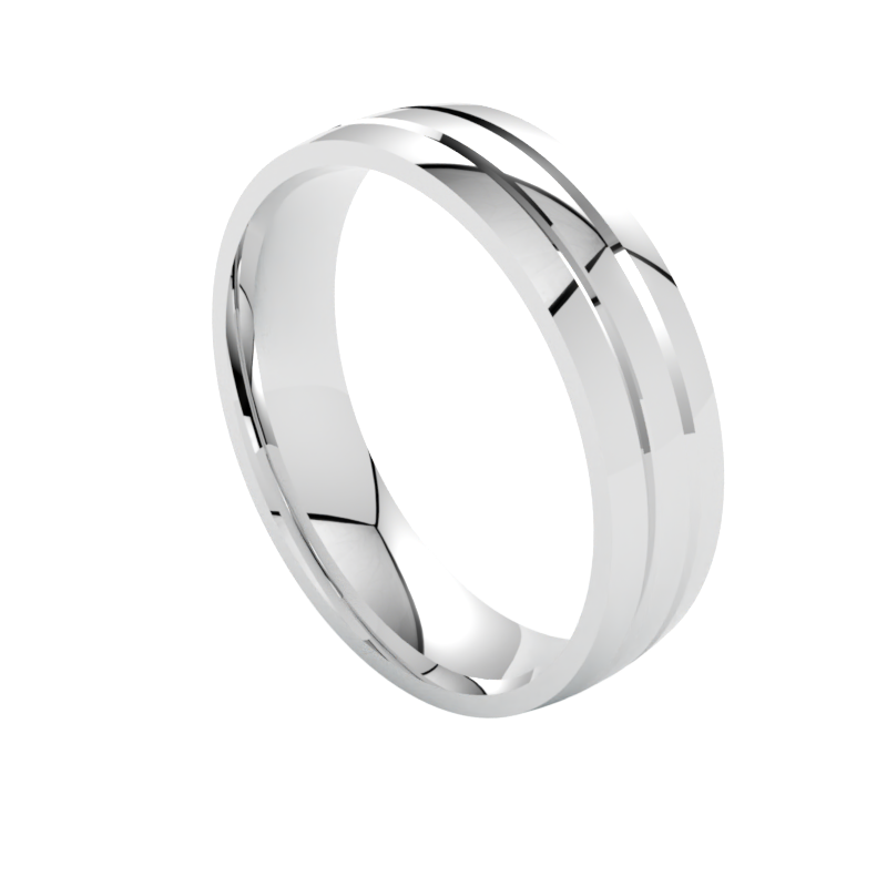 elegancka obrączka ślubna białe złoto 585 szerokość 6 mm